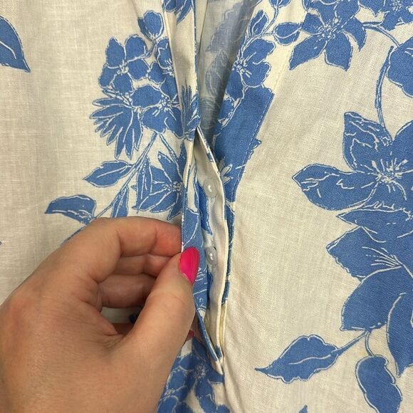 RW & Co Linen Blend Floral Print 3/4 Sleeve V-neck Top Blouse Size S - Picture 3 of 9